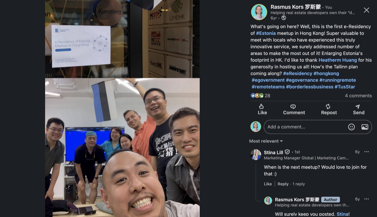 Rasmus Kors hosting an Estonia cross-border startup ecosystem event with Heather Huang